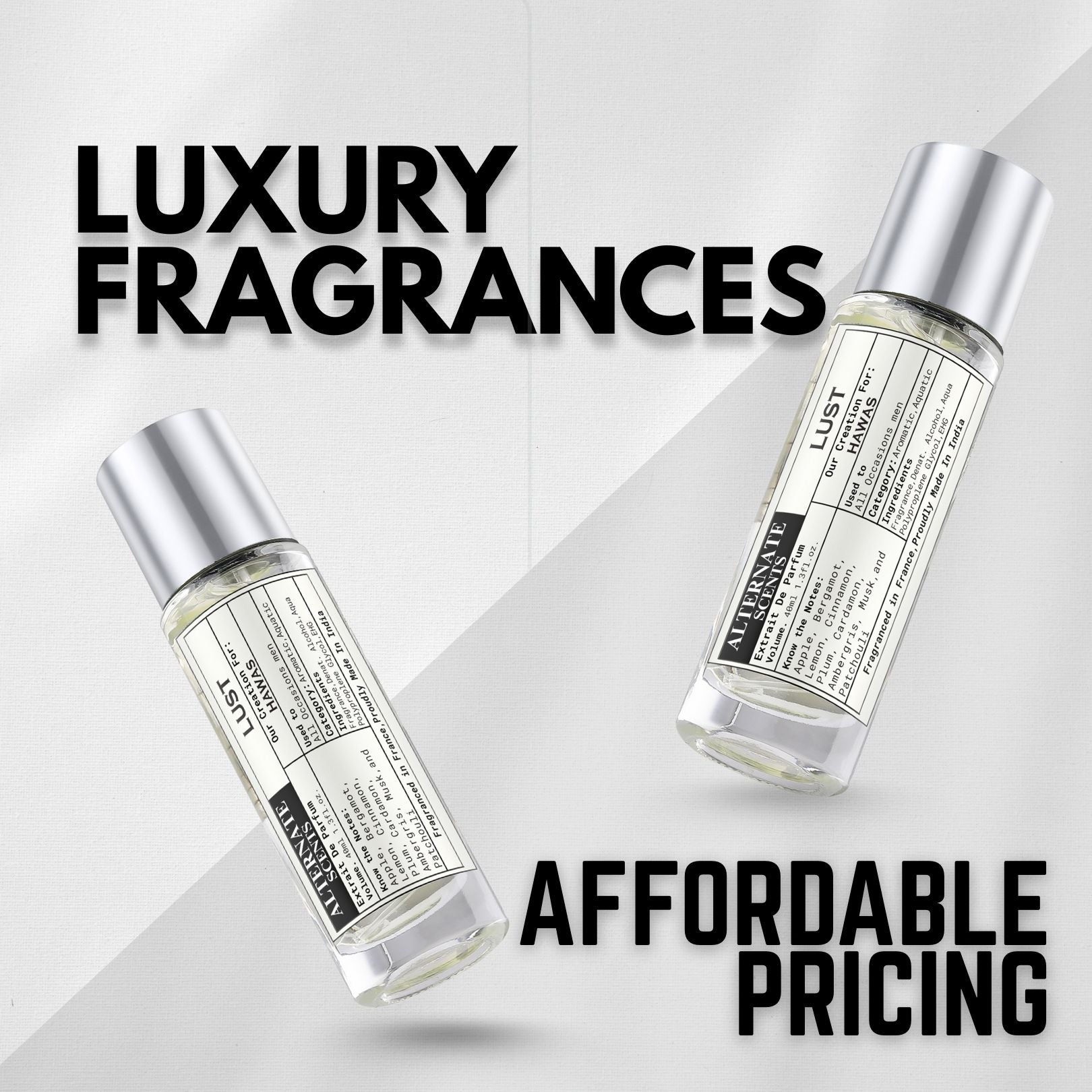 Alternate Scents AROUSE 40ml Long Lasting Perfume For Men |Strong & long Lasting with 30% Oil Concentration| Fresh Minty Vanilla Fragrance From France | Made In India