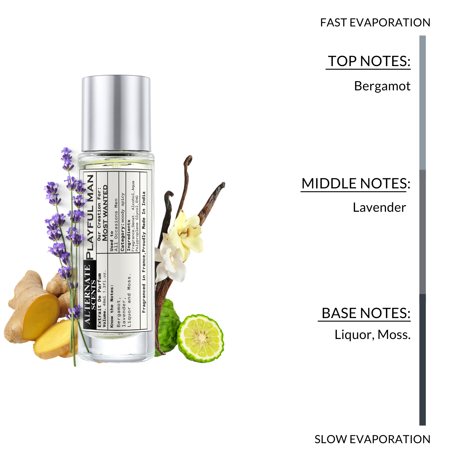 Alternate Scents Playful Man Long Lasting Perfume For Men |Strong& long Lasting with 30% Oil Concentration| Sweet Spicy Warm| Fragrance From France | Made In India|