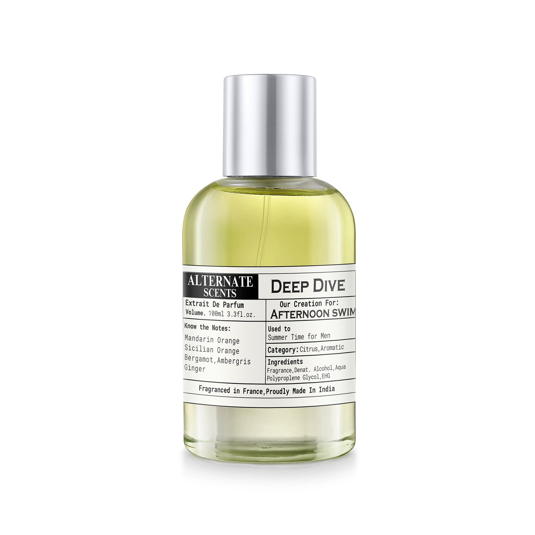 Alternate Scents DEEP DIVE Long Lasting Perfume For Men |Strong& long Lasting with 30% Oil Concentration|Fresh Aquatic Citrusy| Fragrance From France | Made In India|