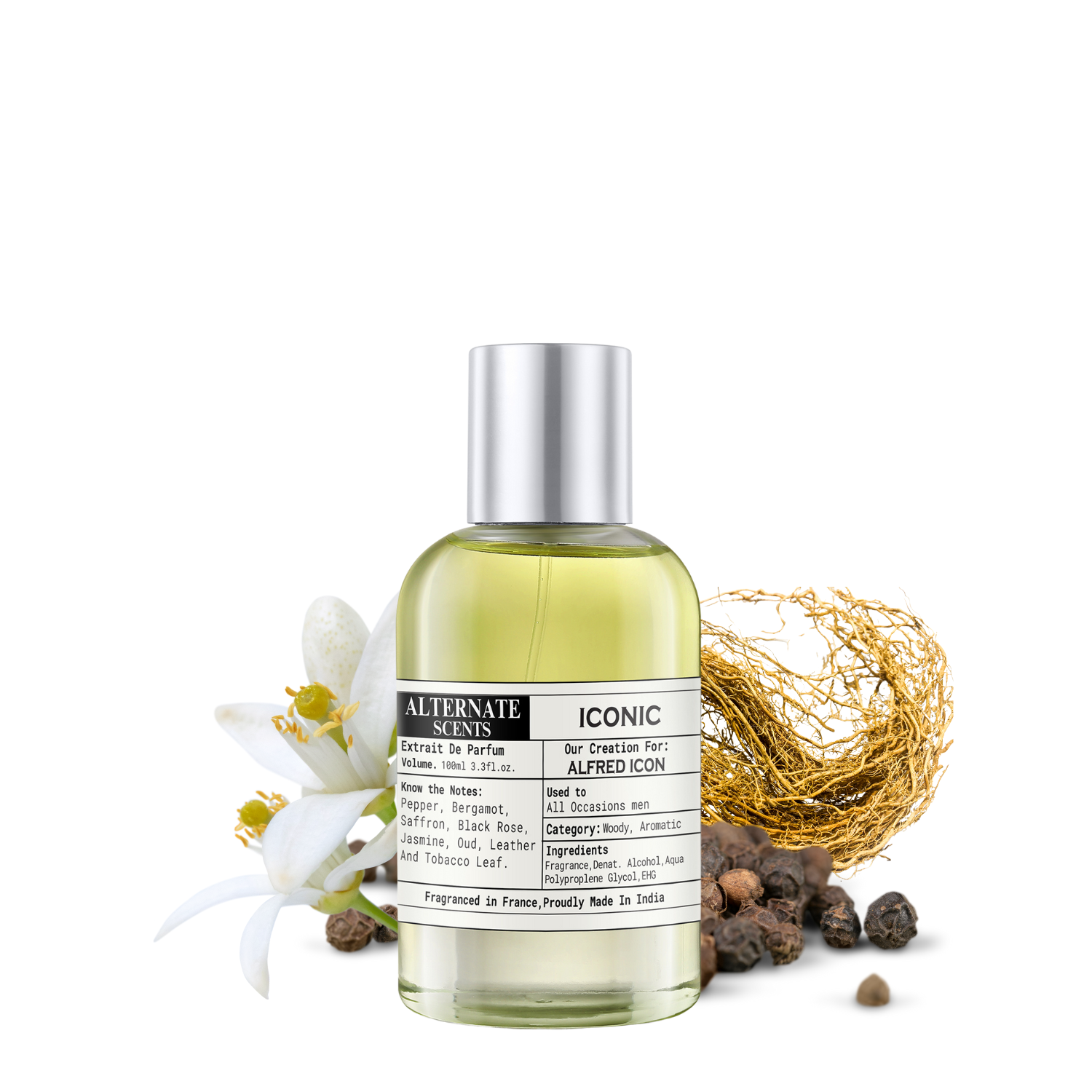 Alternate Scents ICONIC Long Lasting Perfume For Men |Strong& long Lasting with 30% Oil Concentration| Sophisticated, Fresh & Woody| Fragrance From France | Made In India|