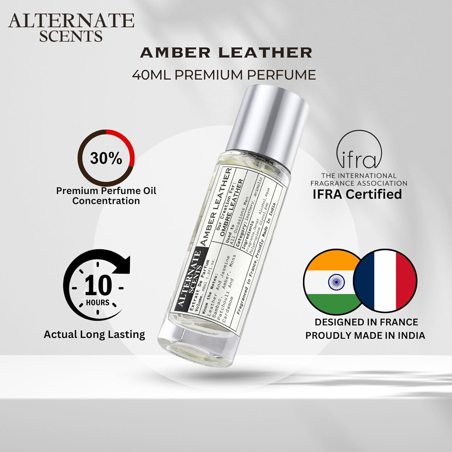 Alternate Scents AMBER LEATHER Long Lasting Perfume For Men