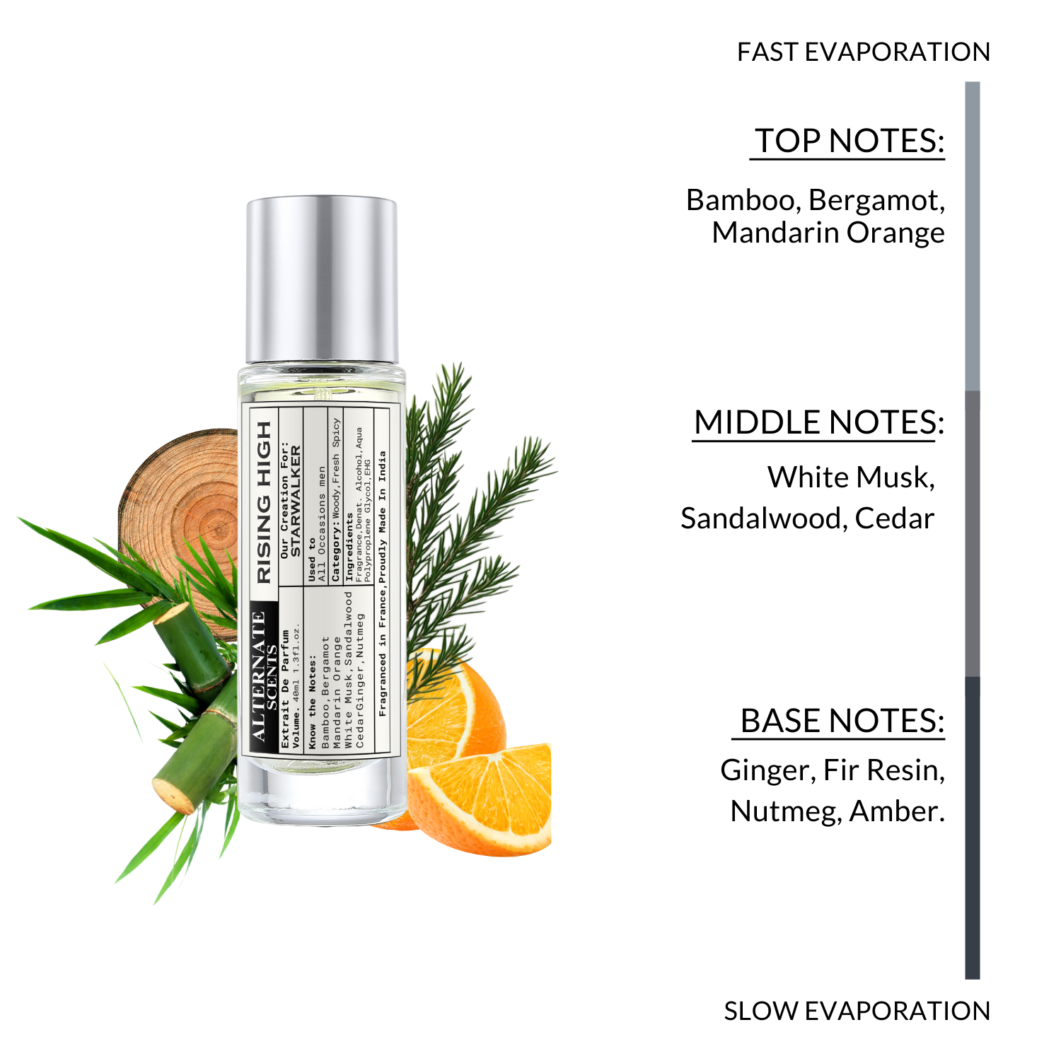 Alternate Scents RISING HIGH 40ml Long Lasting Perfume For Men