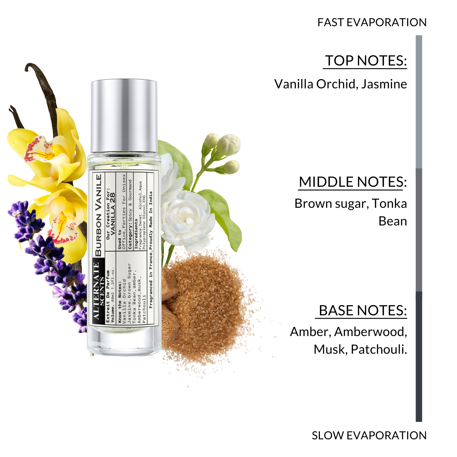 Alternate Scents BURBON VANILE Long Lasting Perfume For Men& Women |Strong& long Lasting with 30% Oil Concentration|Warm, Sweet & Spicy| Fragrance From France | Made In India|