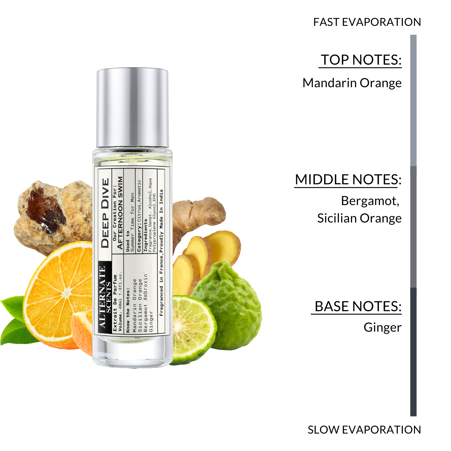 Alternate Scents DEEP DIVE Long Lasting Perfume For Men |Strong& long Lasting with 30% Oil Concentration|Fresh Aquatic Citrusy| Fragrance From France | Made In India|