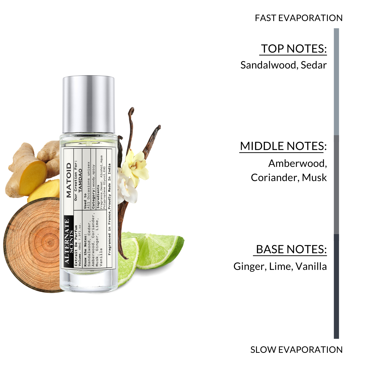 Alternate Scents Matoid Long Lasting Perfume For Men |Strong& long Lasting with 30% Oil ConcentrationWoody Sandalwood Musk | Fragrance From France | Made In India|