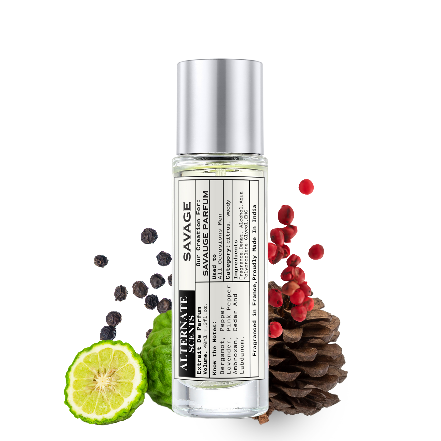 Alternate Scents SAVAGE Long Lasting Perfume For Men |Strong& long Lasting with 30% Oil Concentration|Citrus & Woody| Fragrance From France | Made In India|