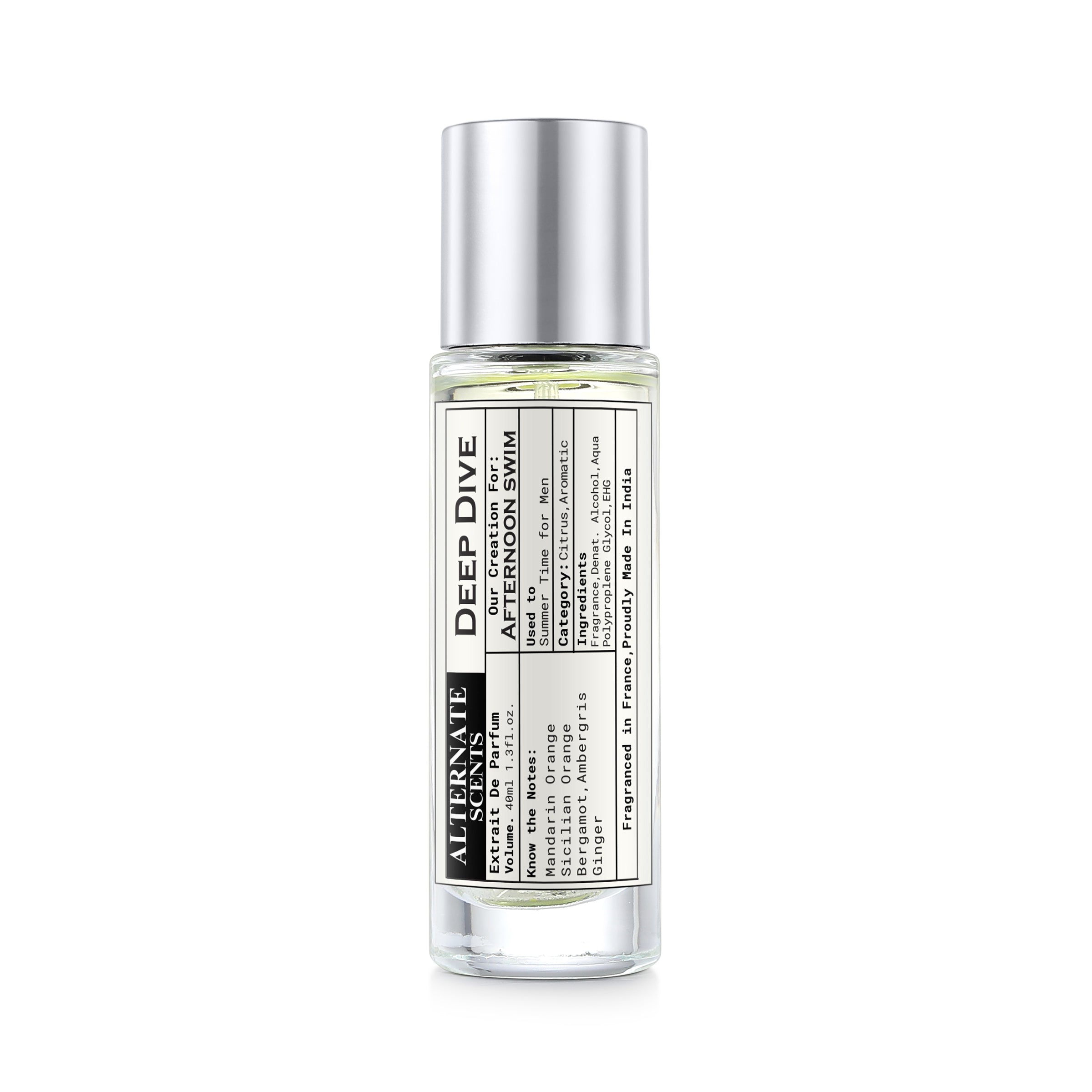 Alternate Scents DEEP DIVE Long Lasting Perfume For Men |Strong& long Lasting with 30% Oil Concentration|Fresh Aquatic Citrusy| Fragrance From France | Made In India|