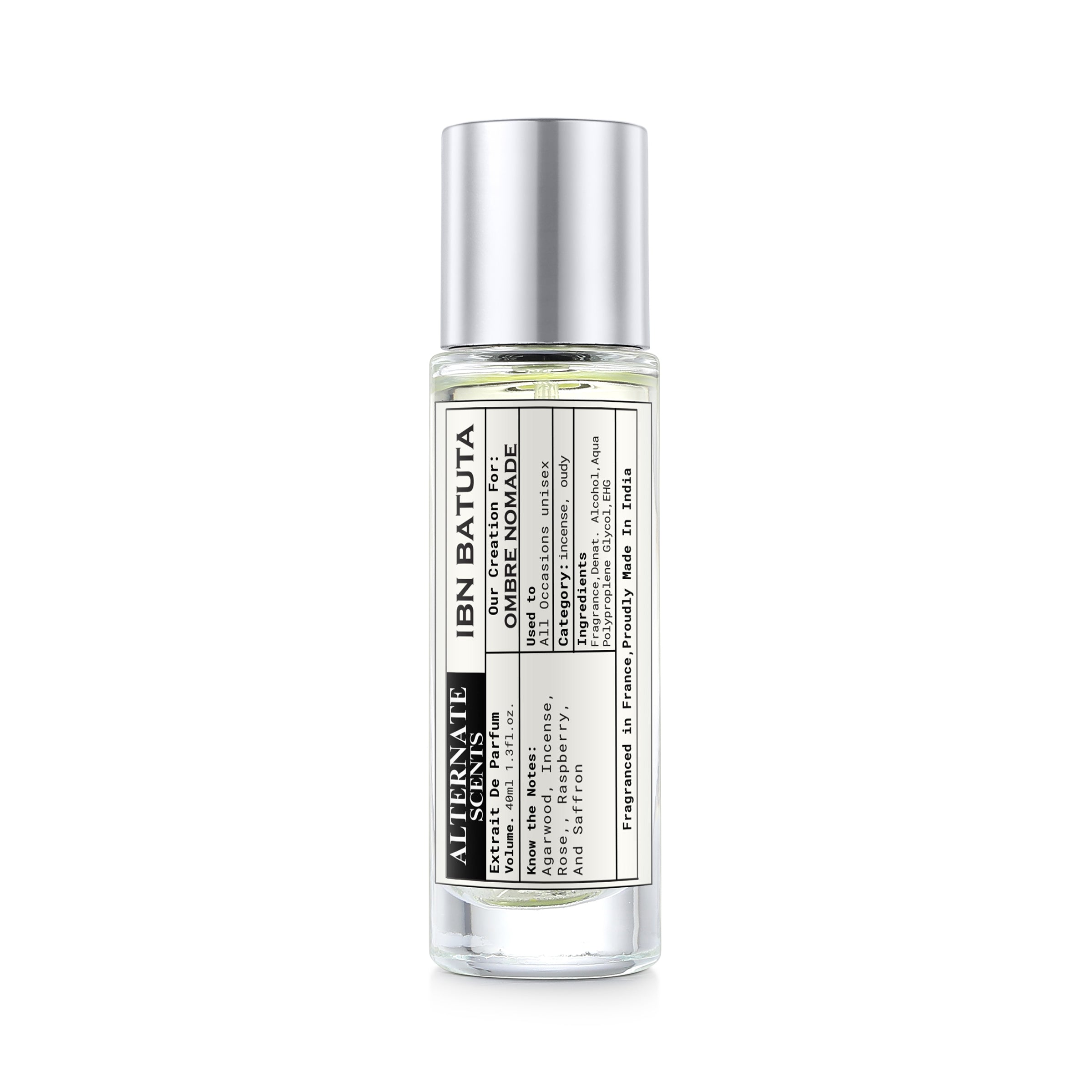 Alternate Scents IBN BATUTA 40ml Long Lasting Perfume For Men & Women |Strong& long Lasting with 30% Oil Concentration|Strong Arabic Oud| Fragrance From France | Made In India|