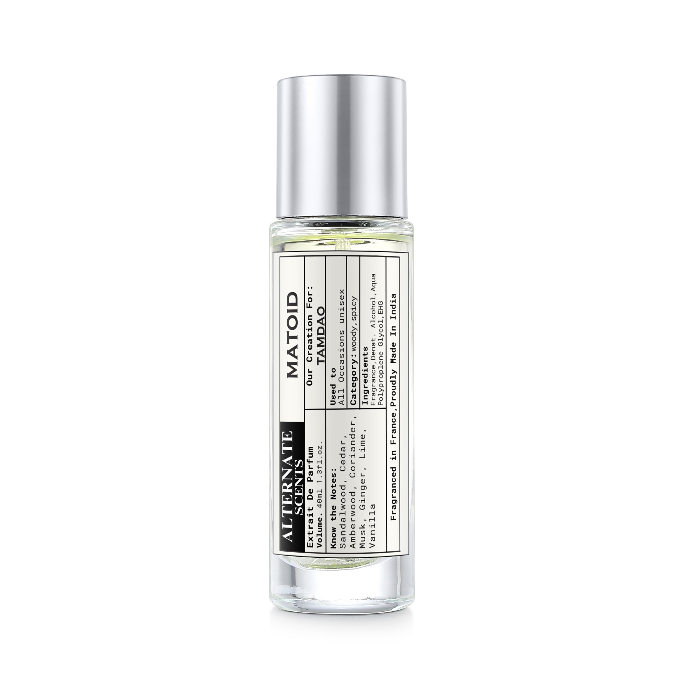 Alternate Scents Matoid Long Lasting Perfume For Men |Strong& long Lasting with 30% Oil ConcentrationWoody Sandalwood Musk | Fragrance From France | Made In India|