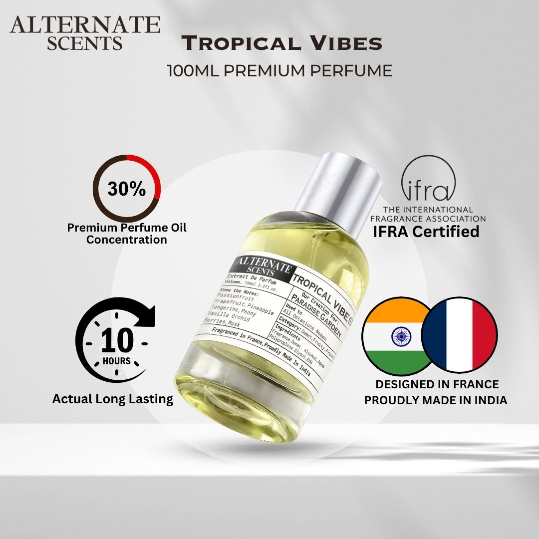 Alternate Scents Tropical Vibe Long Lasting Perfume For Women | Strong & Long Lasting with 30% Oil Concentration | Floral,Bold, Sensual | Fragrance From France | Made In India