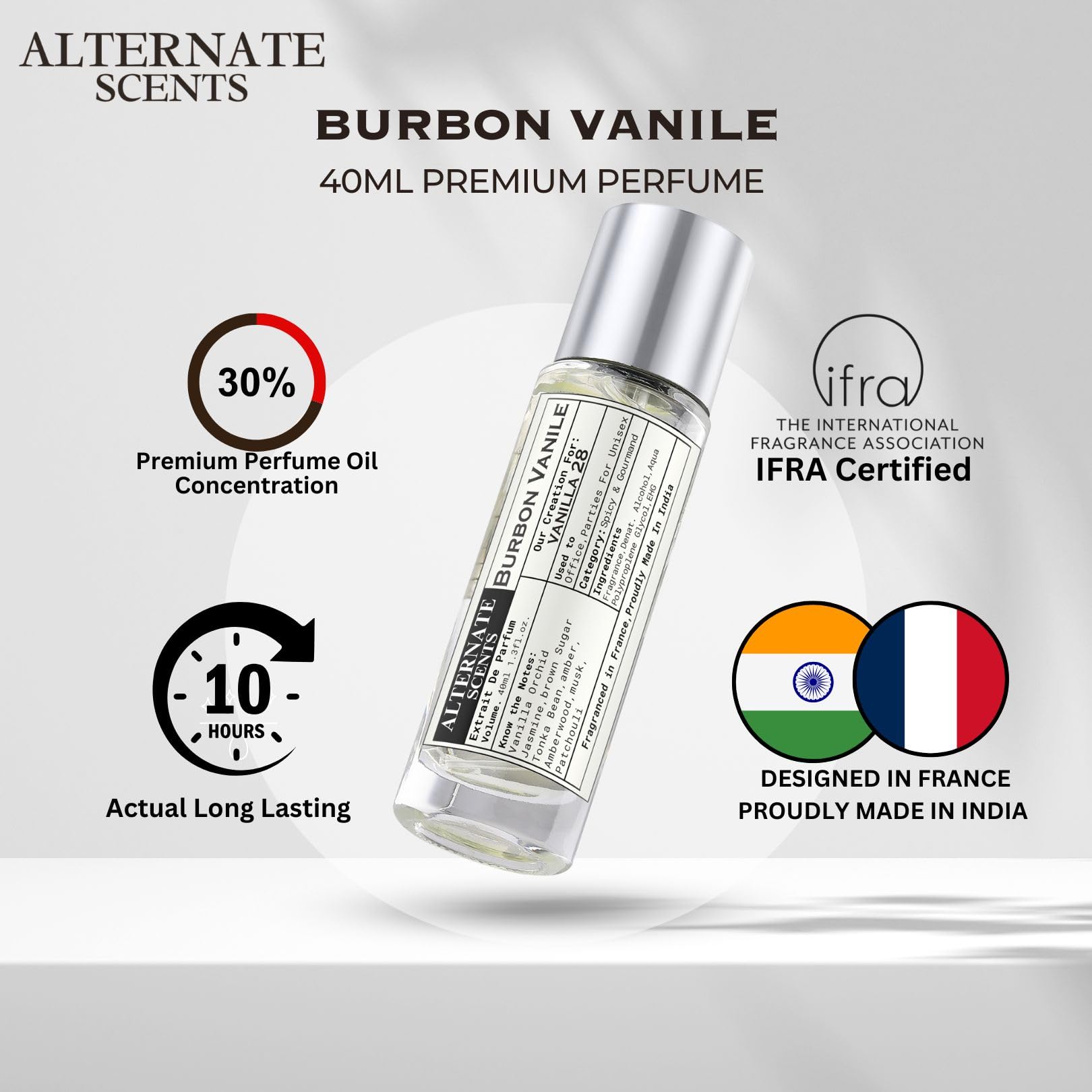 Alternate Scents BURBON VANILE Long Lasting Perfume For Men& Women