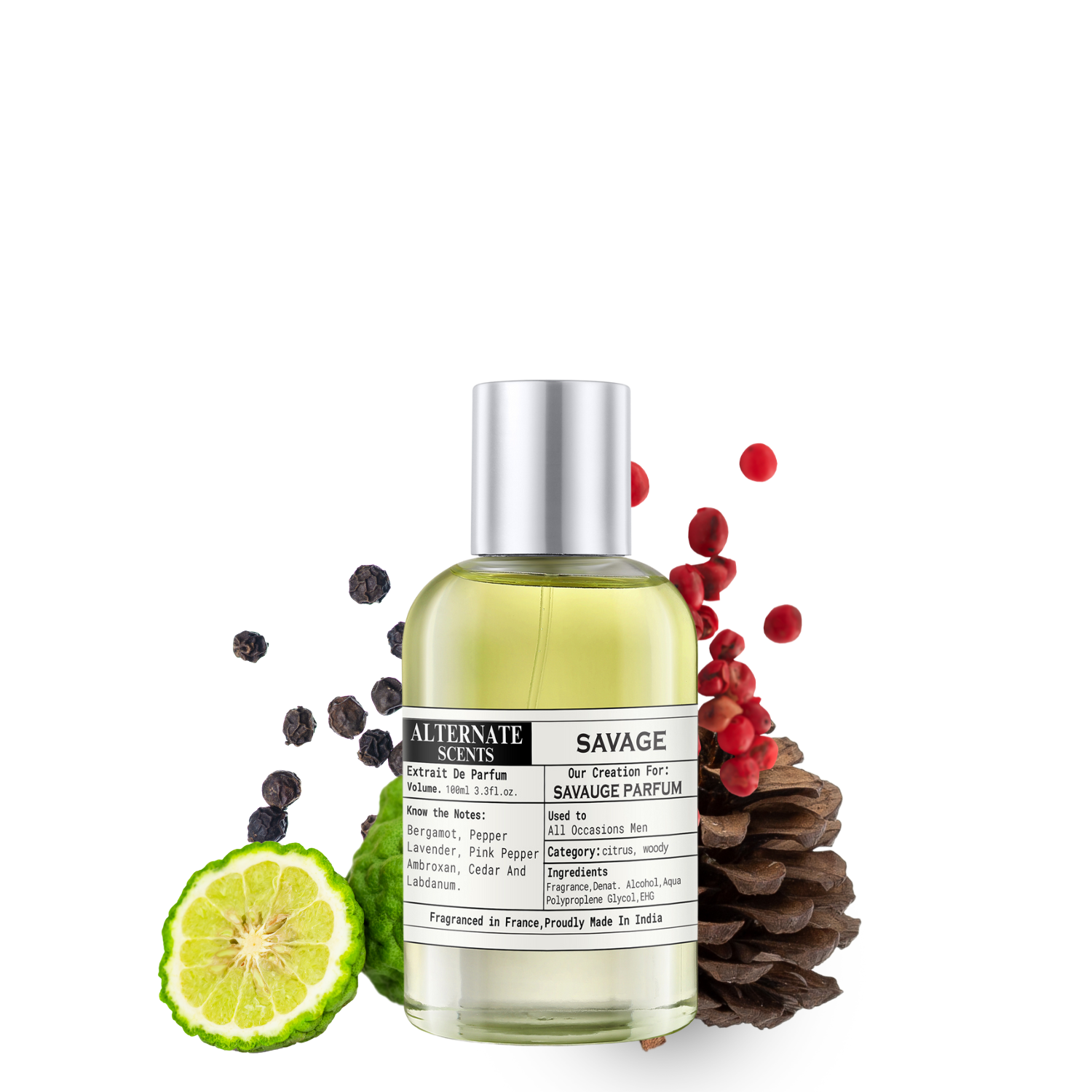 Alternate Scents SAVAGE Long Lasting Perfume For Men |Strong& long Lasting with 30% Oil Concentration|Citrus & Woody| Fragrance From France | Made In India|